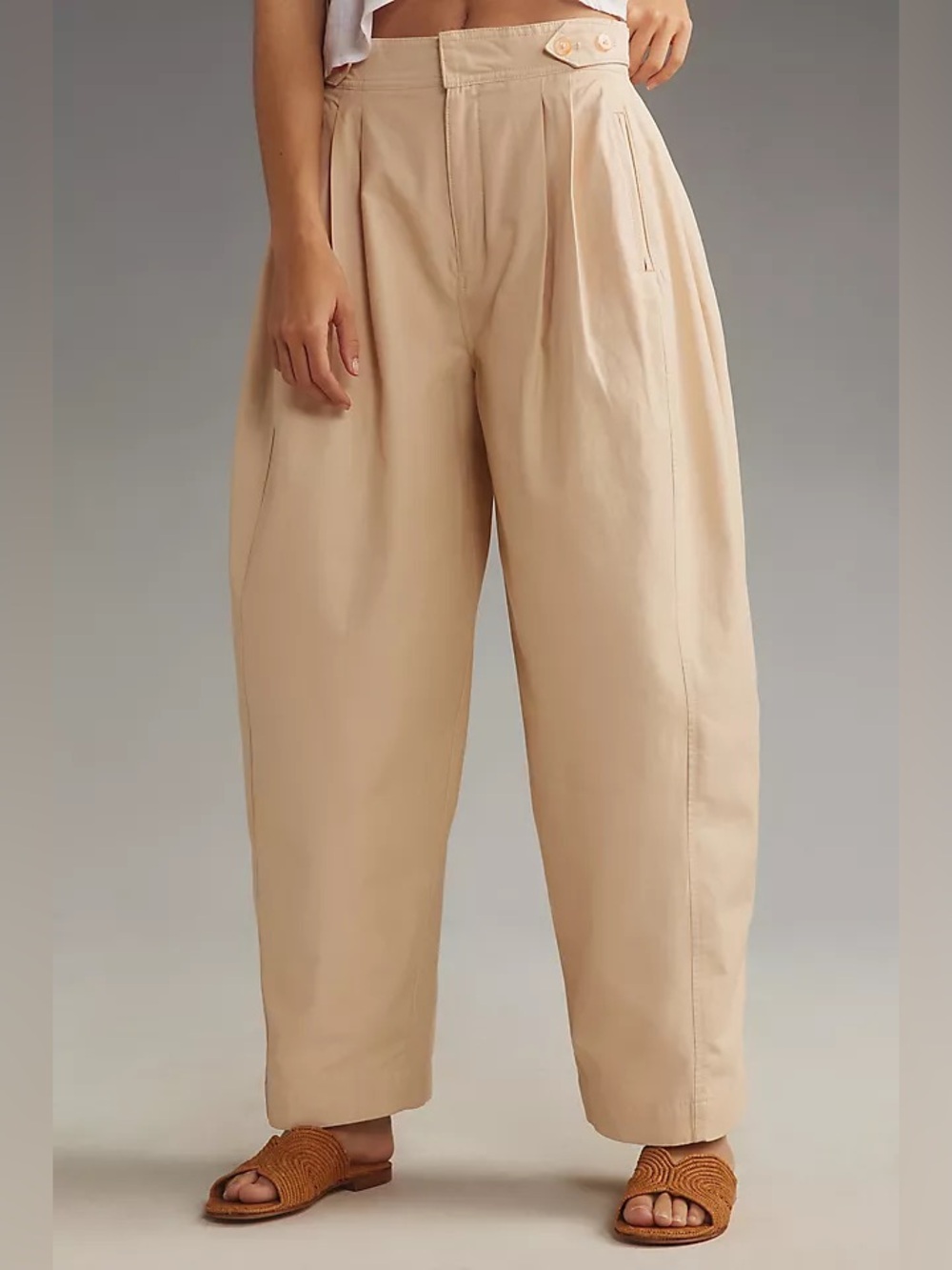Anthropologie Maeve Ultility Barrel Trouser pants High-Waist Pleated Size 8